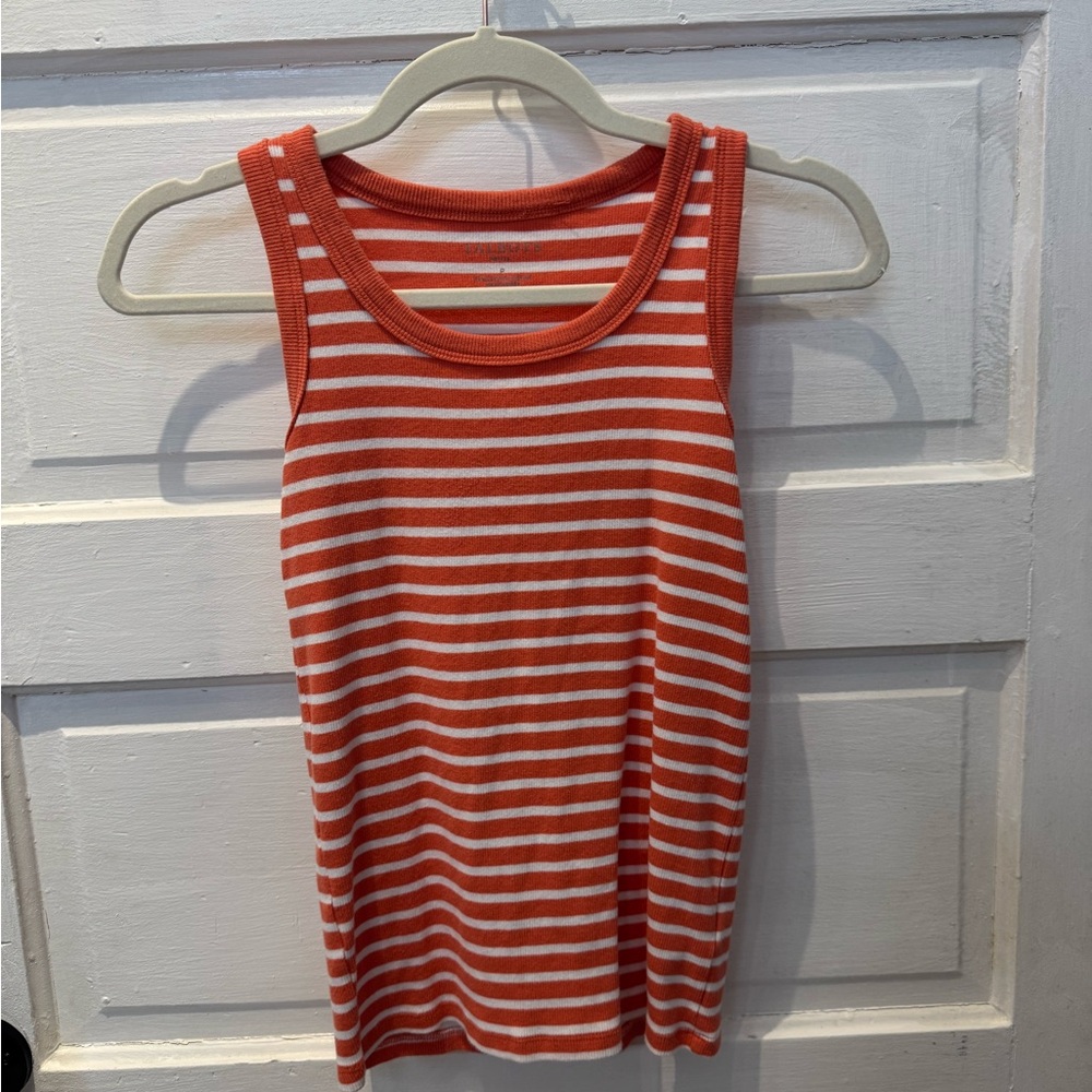 Talbots Orange and White Striped Tank Top